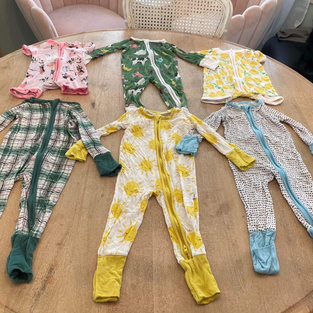 Bundle of 6 Little Sleepies Zippy Onesies  0-3
